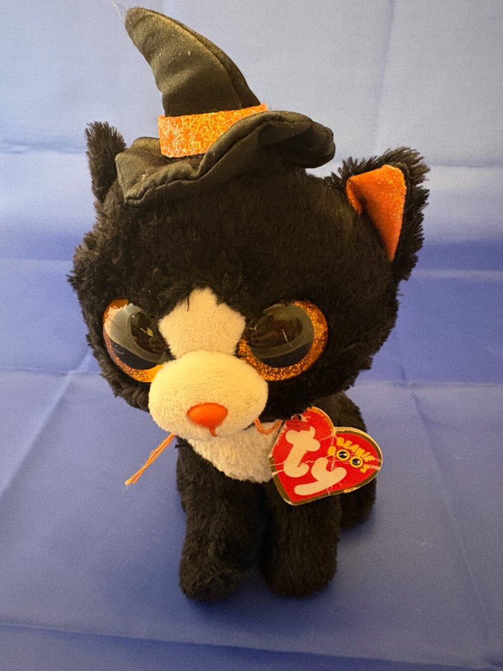 Ty Beanie Boos Witchie Black Cat Halloween Plush Orange Eyes Witch Hat